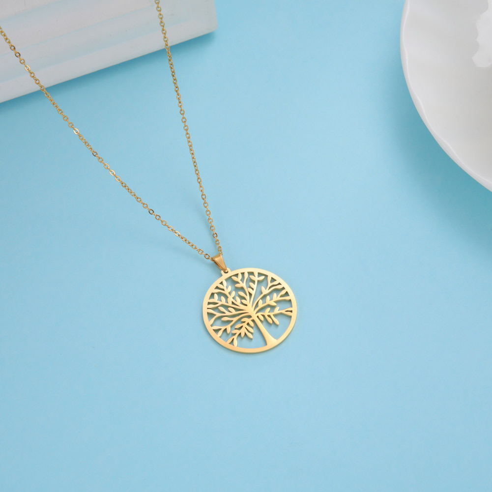Pendentif arbre de vie collier acier inoxydable bijoux_voghion.com