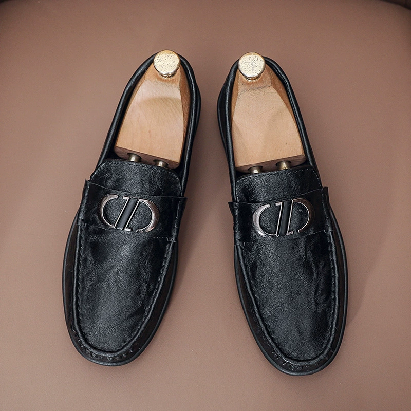 Мужская обувь новая летняя удобная дышащая обувь мягкая подошва кожаная обувь дикая классическая бизнес-стиль мужская обувь бобовая обувь