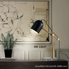 欧式简约装饰金属台灯酒店客房卧室可调节旋转设计床头阅读灯批发