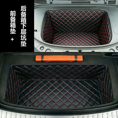 front storage box mat, Trunk Mat - black-with-red-lines-front-trunk-mat-lower-trunk-compartment-mat-ideal-i6