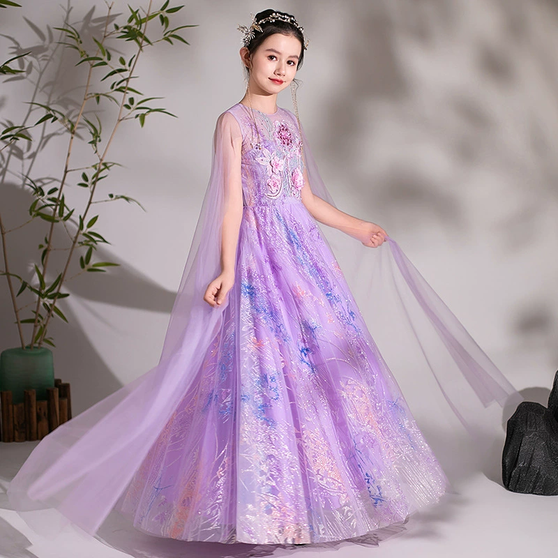 Purple summer suit, children's dress, Chinese style