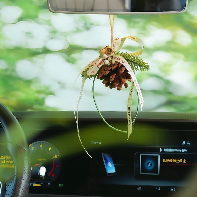 「グリーンパイン」カーペンダントは、ニッチで特別でクリエイティブな植物の松ぼっくりのクリスマスデコレーションとして女の子へのギフトとして贈られます。|undefined