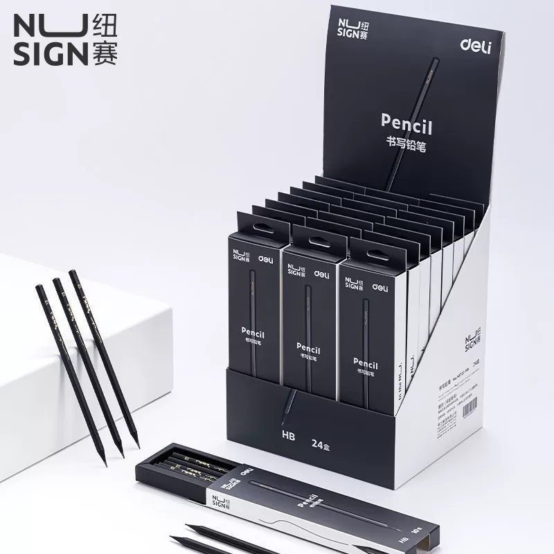 Deelu NS722 черный древесный карандаш графит 2B/HB высококачественный бизнес-уровня черный древесный карандаш шестигранный