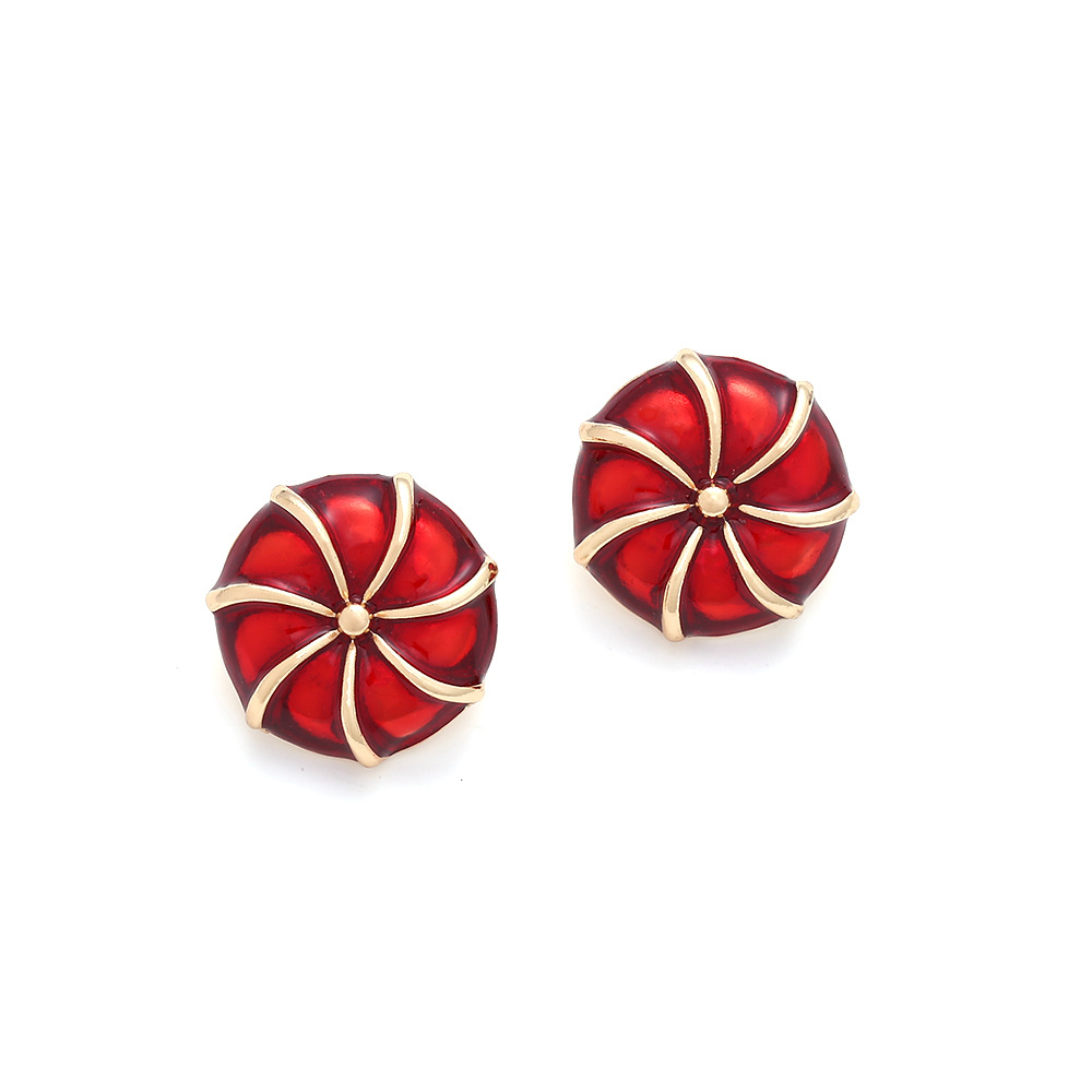 IG Style Elegant Lady Round Spiral Stripe Zinc Alloy Enamel Women's Ear Studs 1 Pair display picture 5