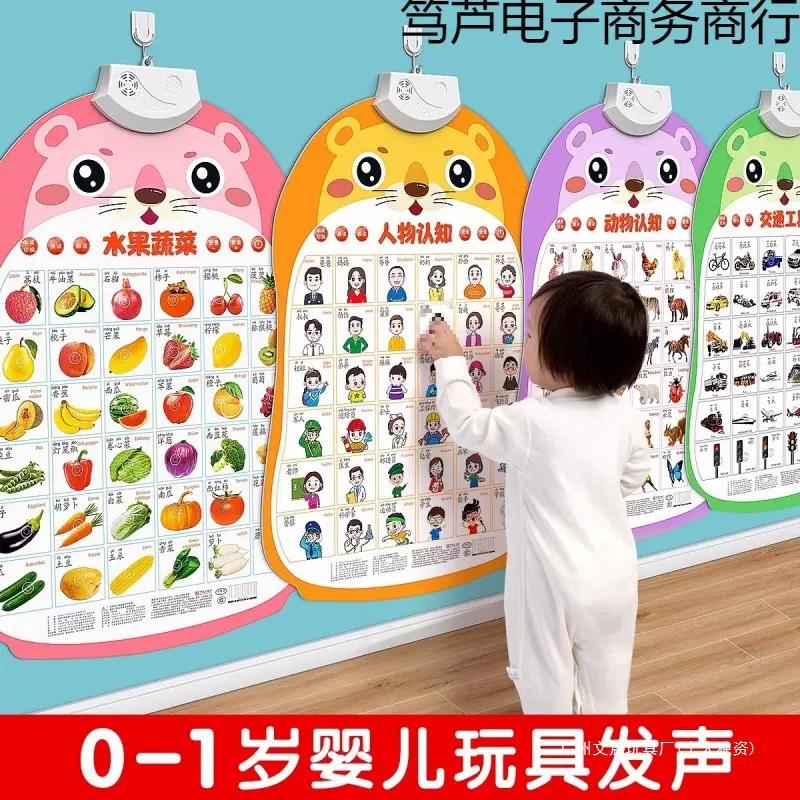 宝宝有声早教挂图婴幼儿童认知学说话发声益智玩具识字点读书奇换