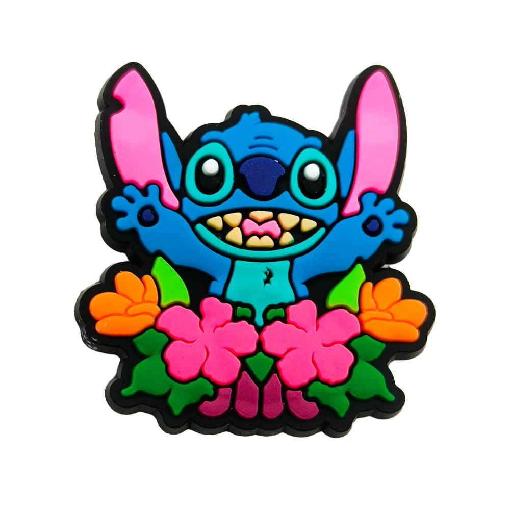 Милая мультяшная серия Stich Croc Shoes Flower PVC мягкая резиновая садовая обувь DIY декоративная пряжка