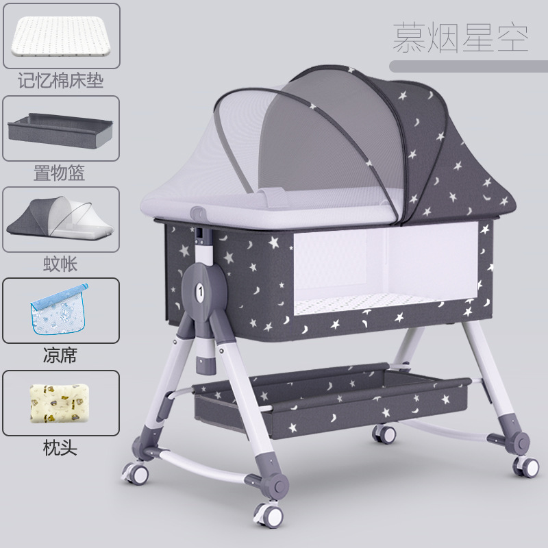 Cama para bebés de asiento plegable empalmado cama grande multifuncional portátil extraíble cama para bebés cuna cama