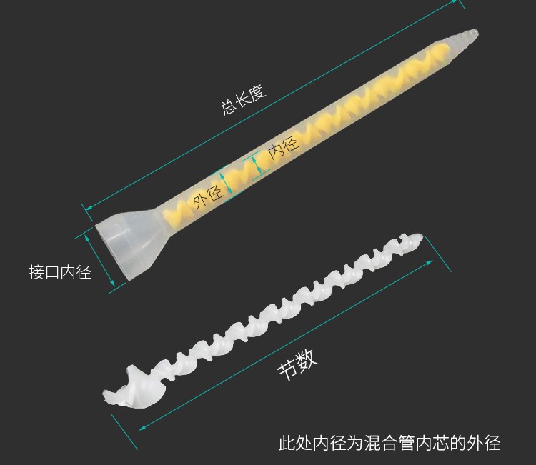 MC9.3-24 two-liquid two-component AB static mixing tube round mouth filling glue dispensing glue mixing nozzle dad mouth spiral tube