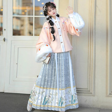 冬日软萌明制改良汉服女四色可选毛绒袖刺绣秋冬保暖日常古风套装