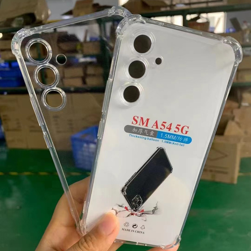 1.5mm thick four-corner drop-resistant transparent TPU mobile phone case for Samsung A54 5GE processable lanyard protective case