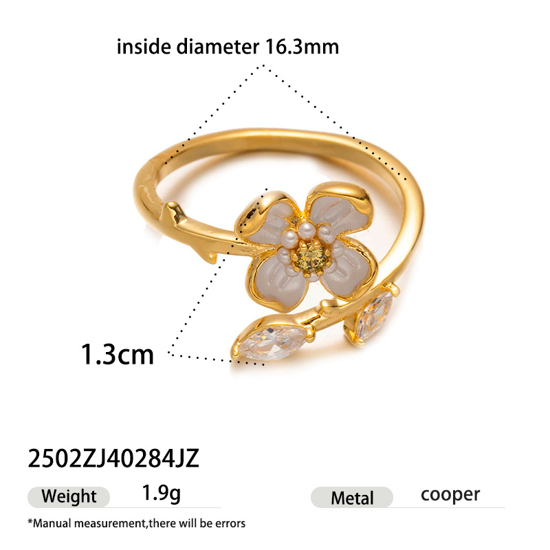 Moda transfronteriza, todo fósforo, lujo ligero, anillo de circón de alta gama, nicho, personalidad de verano simple, tendencia, flores, mujer clásica image 7