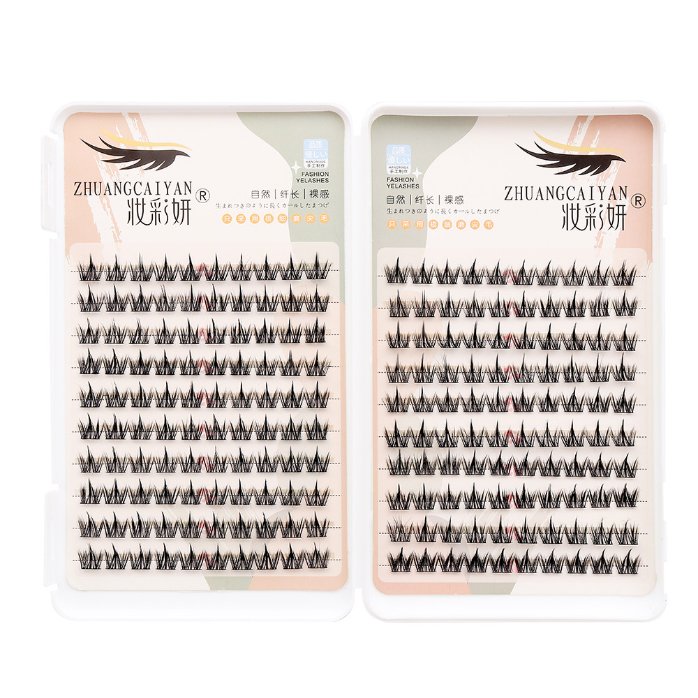 Perro pestañas postizas 20 filas ojos de perro de gran capacidad natural grueso solo racimo segmentación pestañas superiores tallo negro fino al por mayor