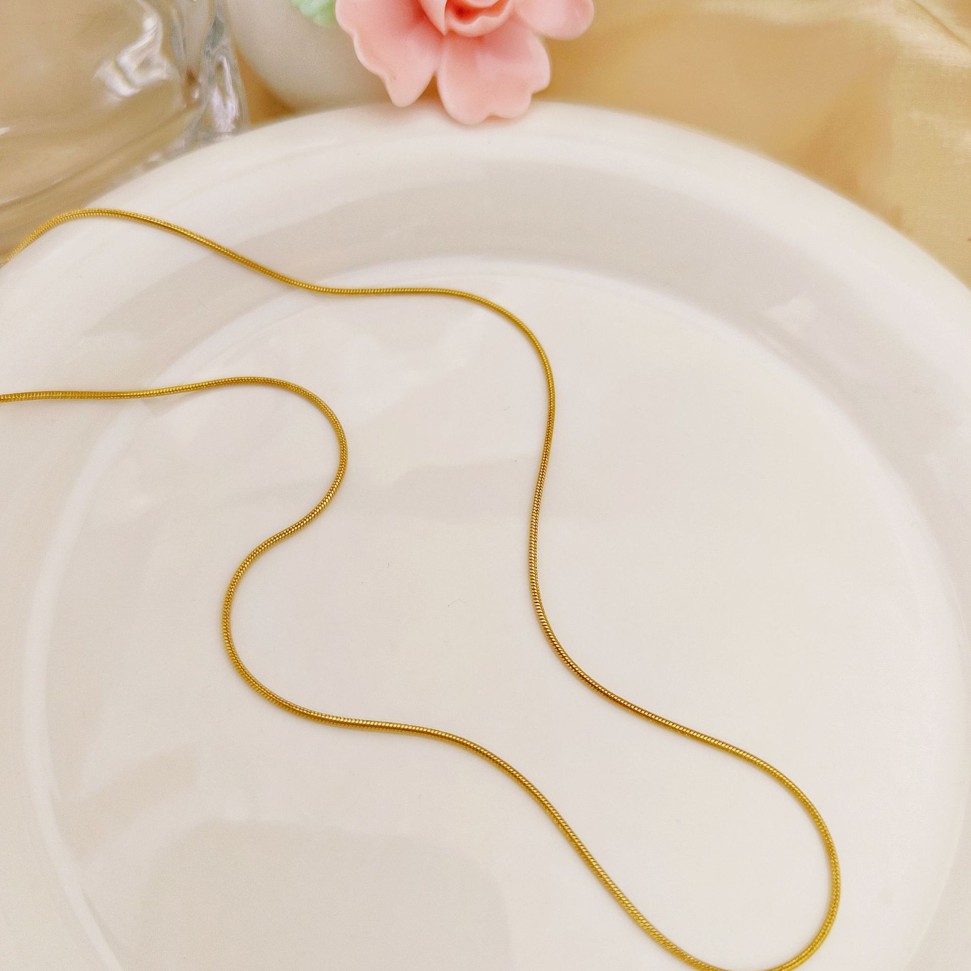Collier chaîne serpent doré en acier inoxydable long bijou_voghion.com