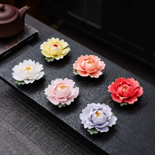 禅意家居工艺品摆件 德化陶瓷花线香插 手工睡莲香炉香座厂家批发