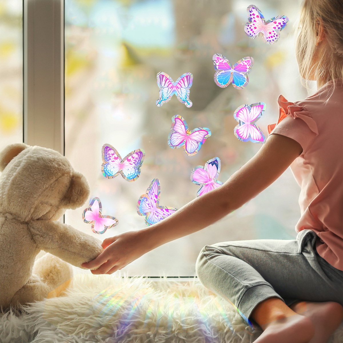 Cute Pastoral Rainbow Flower Plastic Wall Sticker Wall Art display picture 25