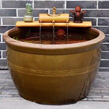 老式陶土缸宽口家用矮胖水缸发酵酒缸荷花缸陶瓷兼容睡莲鱼缸