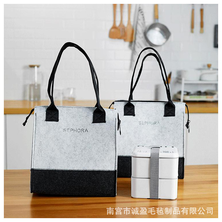 小红书同款毛毡手提包 青年休闲手提袋 新款简约字母百搭购物袋