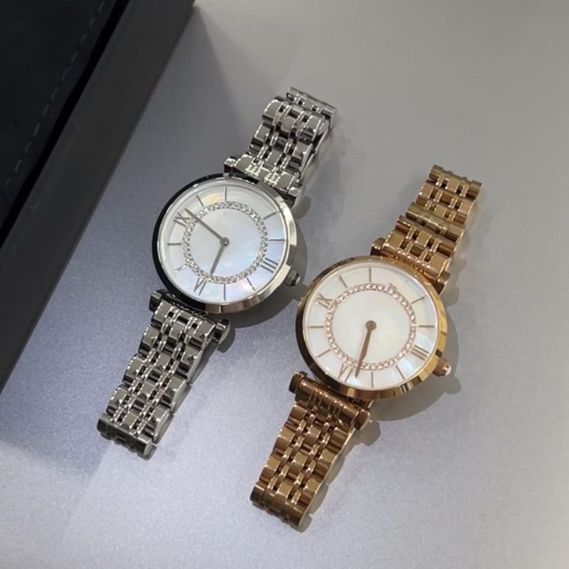 New Original Foreign Trade Steel Band Series Quartz Couple Watch Full of Stars Two-Pin Half Diamond Steel Band Watch Wholesale