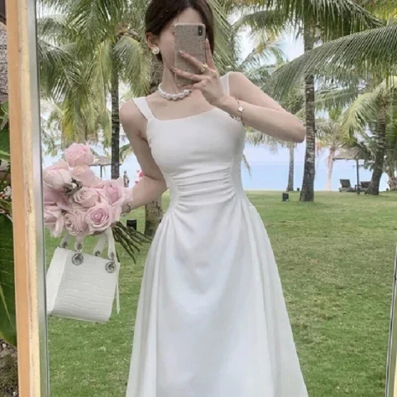 2024 Summer New French Style Elegant Socialite Elegant Square Collar dress Niche Tight Waist Slimming Slip Skirt for Summer 2024 Summer New French Style Elegant Socialite Elegant Square Collar dress Niche Tight Waist Slimming Slip Skirt for Summer