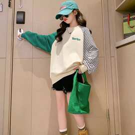 女童卫衣春秋款女大童秋装2025打底衫儿童中长款网红炸街上衣潮牌