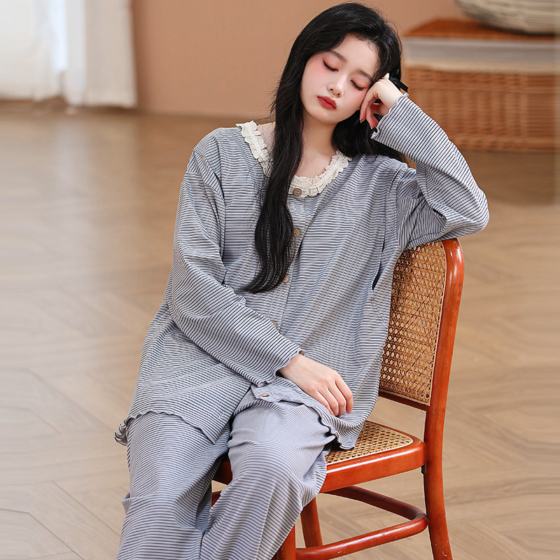 2026 Maternity Pajamas with Breast Pads, Long-Sleeved Home Clothes Set, Prenatal and Postpartum Breastfeeding Modal Nursing Postpartum Clothing 2026 Maternity Pajamas with Breast Pads, Long-Sleeved Home Clothes Set, Prenatal and Postpartum Breastfeeding Modal Nursing Postpartum Clothing