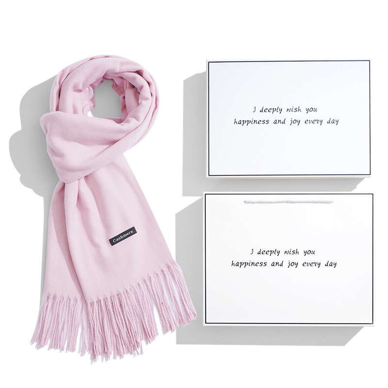 White gift box + pink scarf