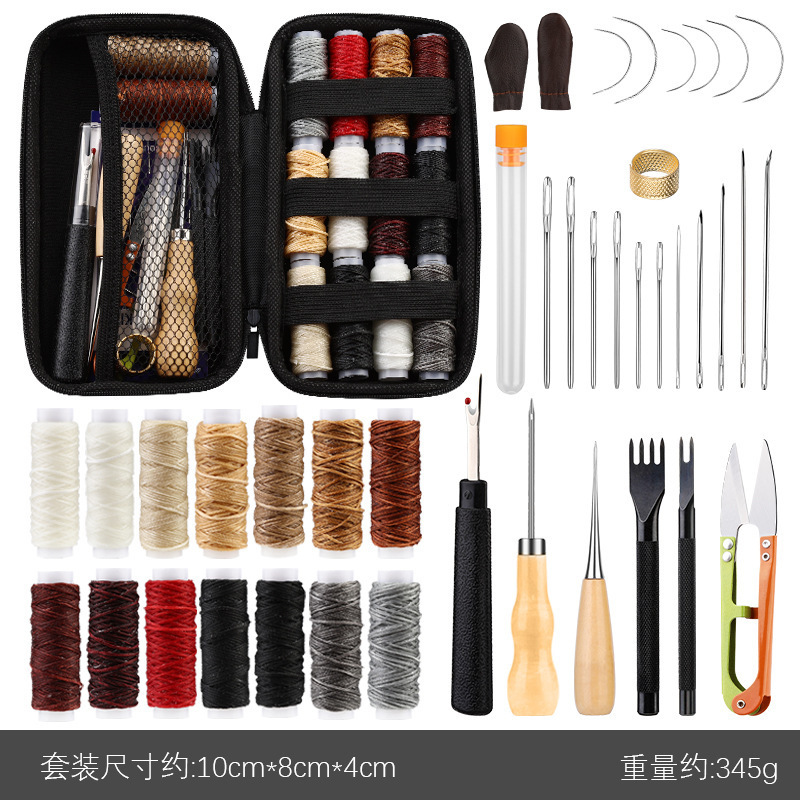 越境で人気の革細工用具、手縫いセット、DIY縫製針とワックス糸の組み合わせセット|undefined