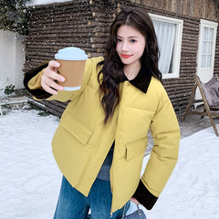 小个子短款棉衣外套女2025冬季新款翻领拼接小棉服高级感加厚棉袄