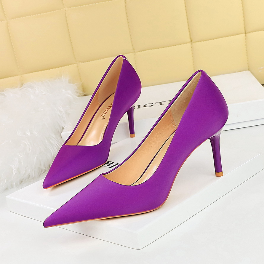 3265-A1 European And American Style Fashion Simple Stiletto Heel Shallow Mouth Pointed Toe Versatile Commuting High_vogvips.com