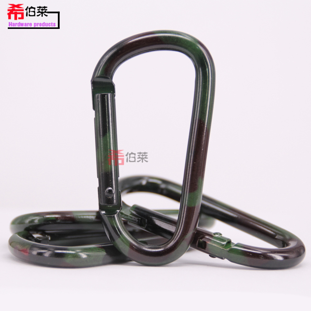 Hebrew 75*40mm8 D-shaped camouflage army green aluminum alloy carabiner outdoor luggage accessories safety hook