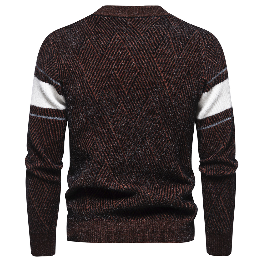 Men's Knitwear Round Neck Casual Pullover Colour Block Sweater_voghion.com