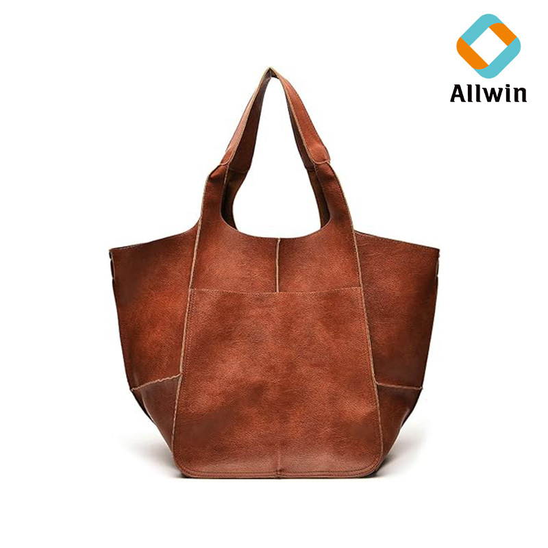 Polyurethane elegant retro classic bronze one-shoulder bag