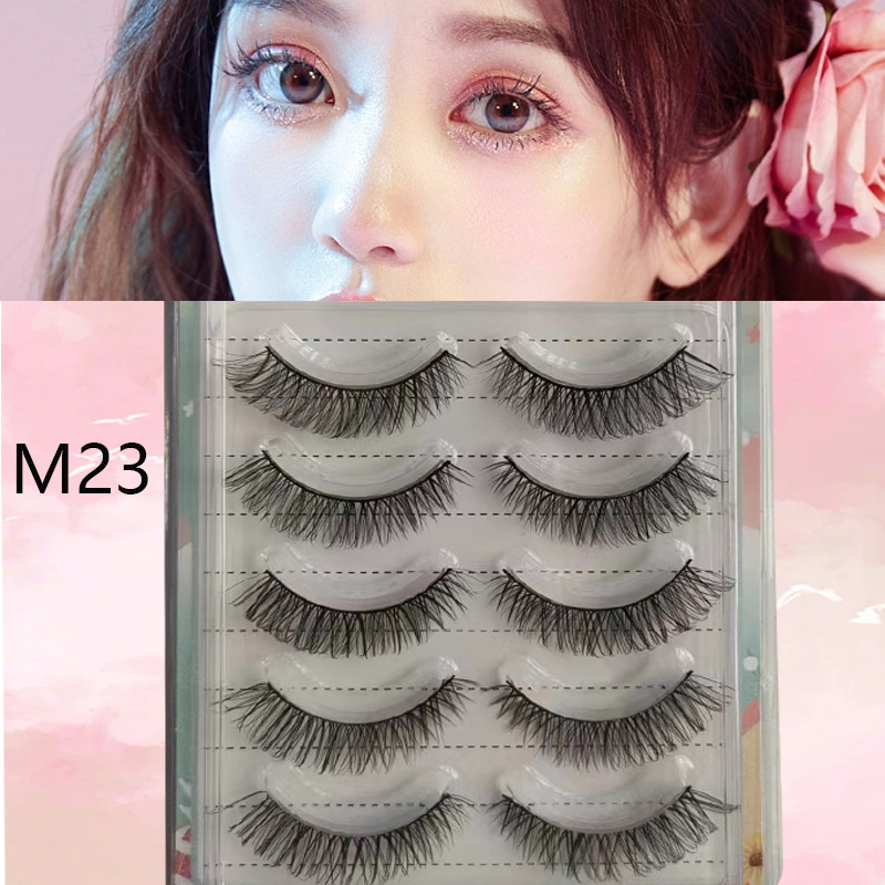 Suministro directo de fábrica transfronteriza natural larga Cruz gruesa japonés 3D afilado tallo transparente Luna doblar pestañas postizas