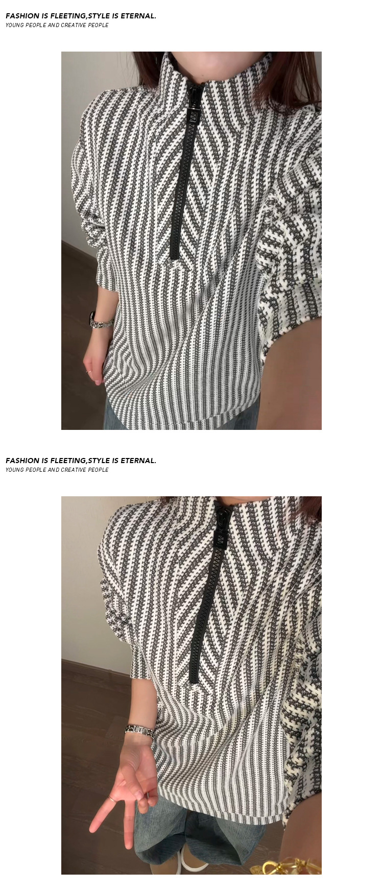 Cleanfit Half-zip Stand-up Collar Herringbone Pattern Sweatshirt For Men And Women, Spring Style, -inspired_voghion.com