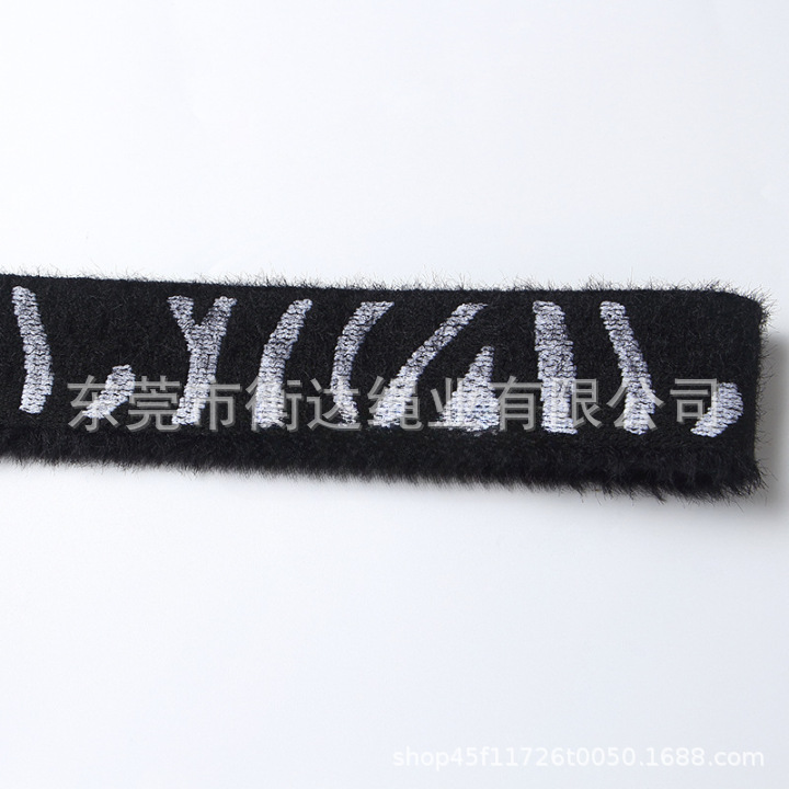 Fábrica de venta al por mayor 4cm cinta elástica de peluche imitación de visón elástica cinta elástica Jacquard letras