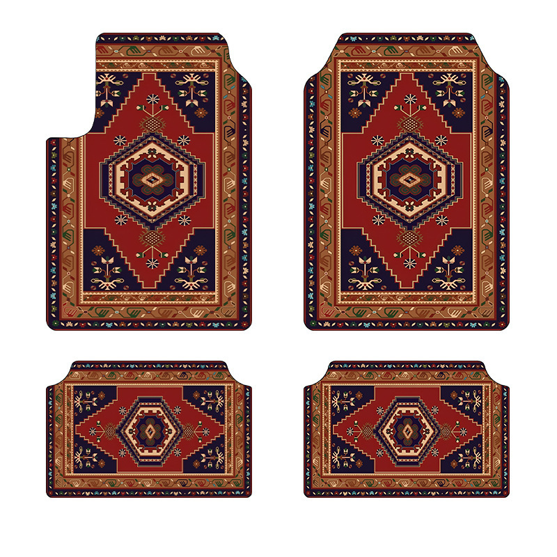 Cross-Border Bohemian Car Floor Mats for Main and Passenger Front and Rear Floor Mats Amazon Temu Dropshipping Wholesale Foot Mats