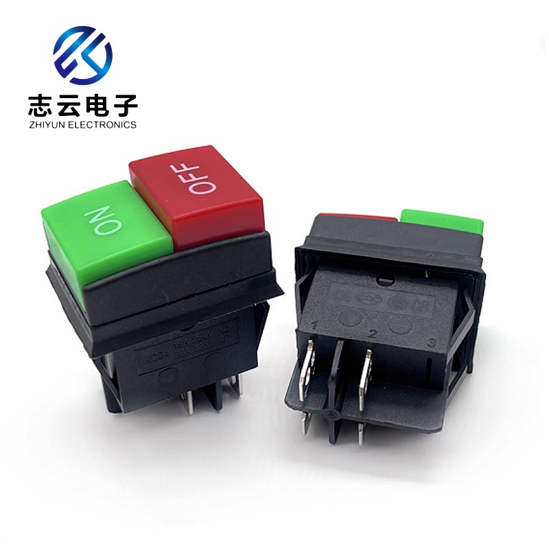 洗车机按压式船型开关遥控机械升降大电流25A/30A双按钮电源开关