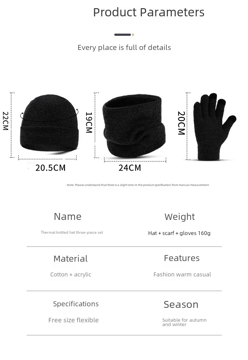 European and American winter hat scarf gloves three-piece men's knitted hat velvet winter wool hat scarf _voghion.com