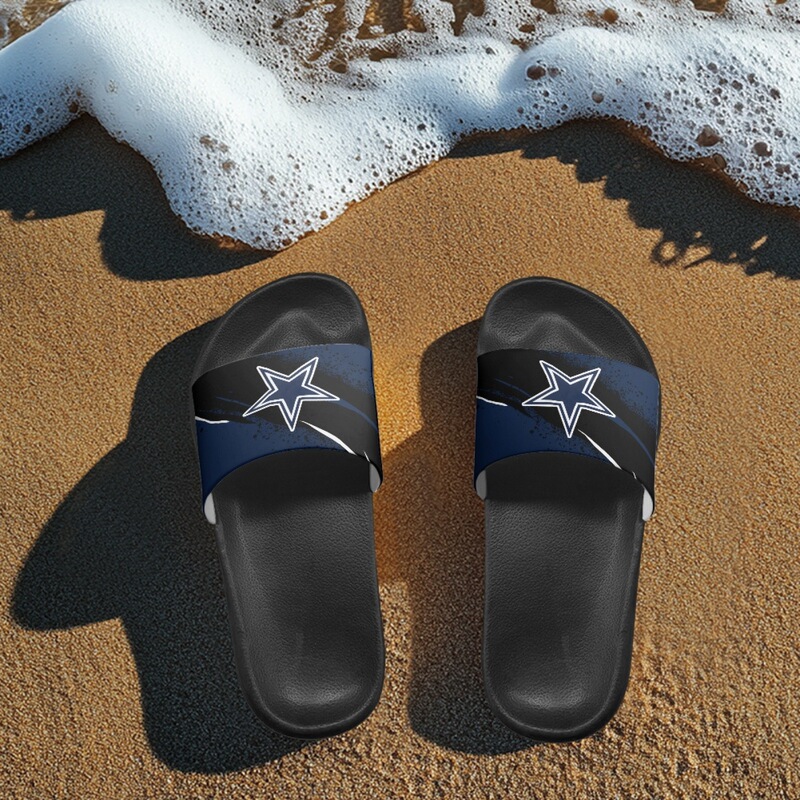 Self-Built Website for Foreign Trade Cross-Border Daily Casual Shoes Nfl Dallas Cowboys Printed Eva Sole Flip-Flops Can Be Shipped on Behalf of Others
