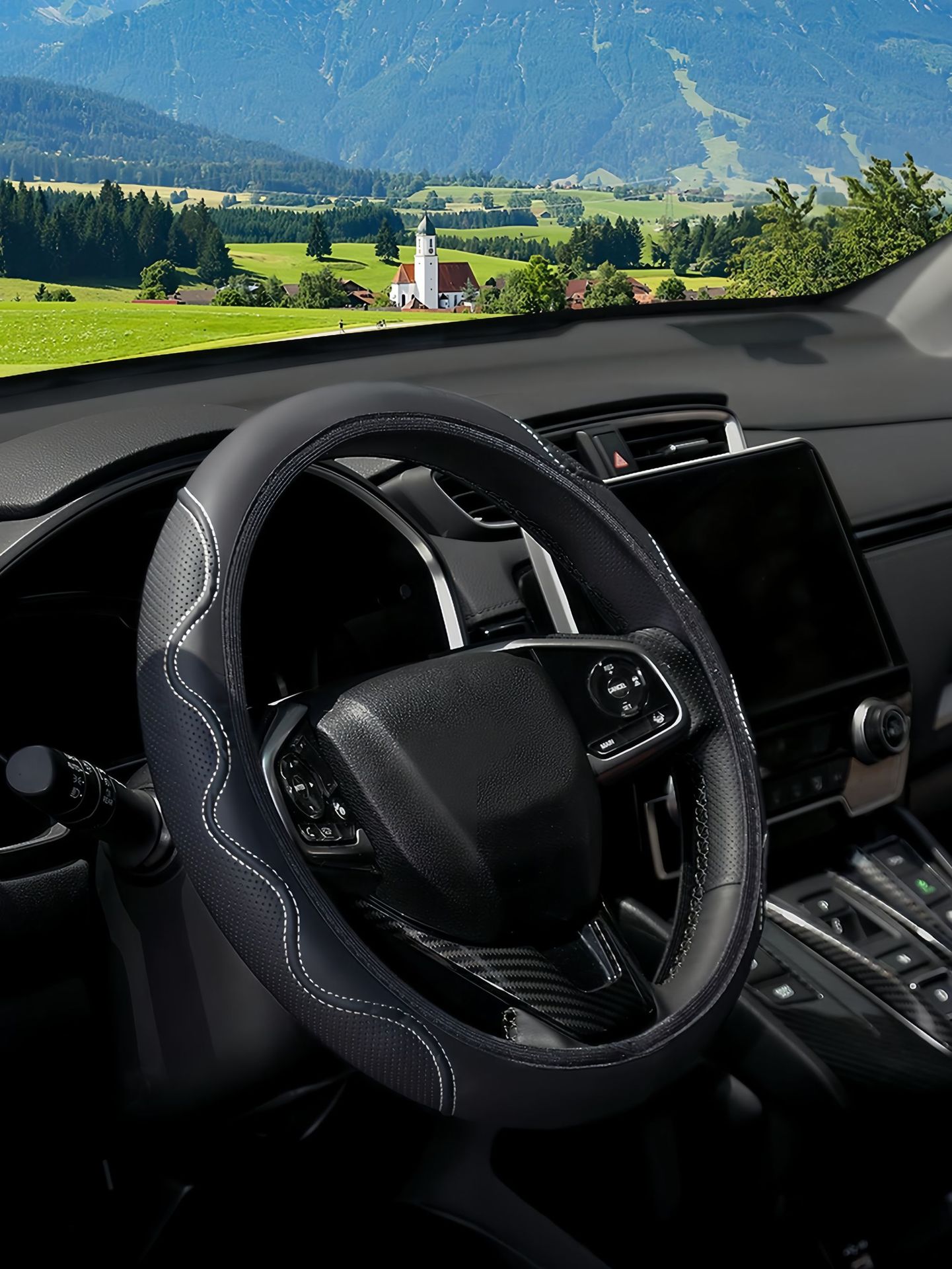 Cross-Border Amazon Car Steering Wheel Cover, Corrugated Sports Style, Non-Slip, Sweat-Absorbent, No Inner Ring, Artificial Leather Handle Cover