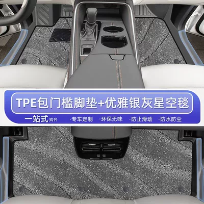 Pack Threshold TPE Foot Pad Carpet | Ayaqaltılar (Kovriklər) - 25-hybrid-models-toyota-avalonhigh-end-full-surround-elegant-silver-gray-covered-door-sill-mats-high-end-starry-sky-blanket