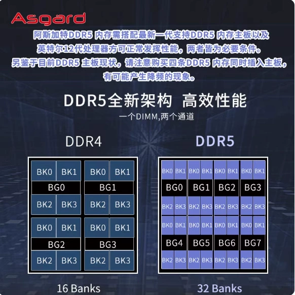 Оперативная память (Asgard) DDR5-5600 16 ГБ C46, поддержка XMP, радиатор титаново‑серебристый