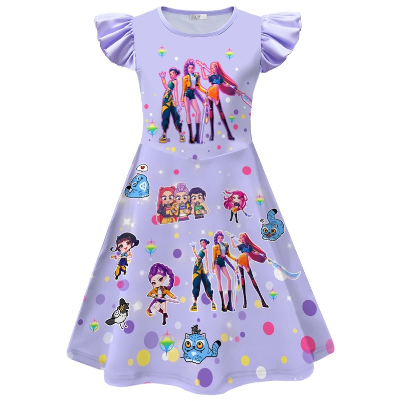 万圣节猎魔女团K-POP鲁米佐依米拉同款动漫cos服儿童飞飞袖连衣裙|undefined