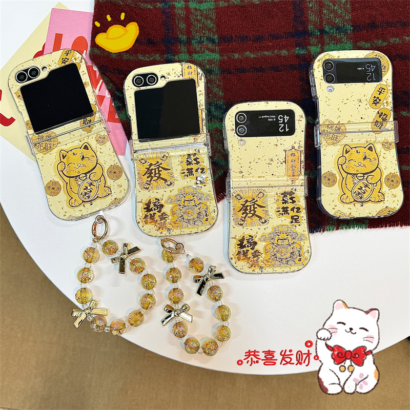 For Samsung Galaxyzflip6 folding TPU small waist rich cat hinge protection 3/4 generation mobile phone case