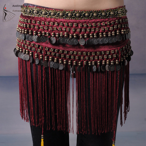 Odinara belly dance waist sash performance tassel hip scarf tribal dance costume belly dance waist chain wholesale