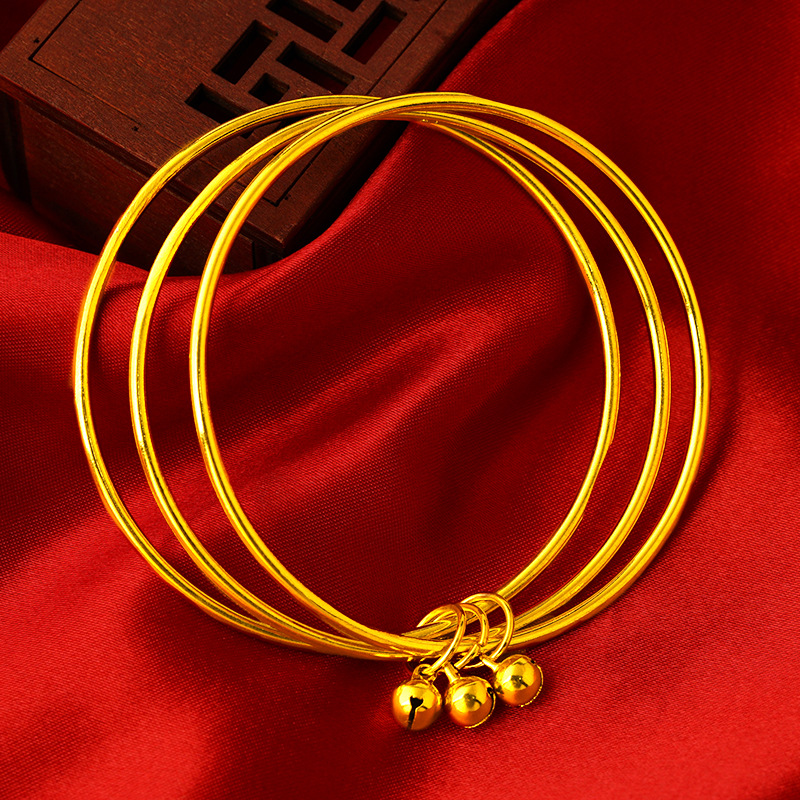Vietnam arena oro Sansheng Sanshi Sanhuan campana pulsera de Latón chapado en oro cerrado multi-anillo pulsera de las mujeres antiguas al por mayor