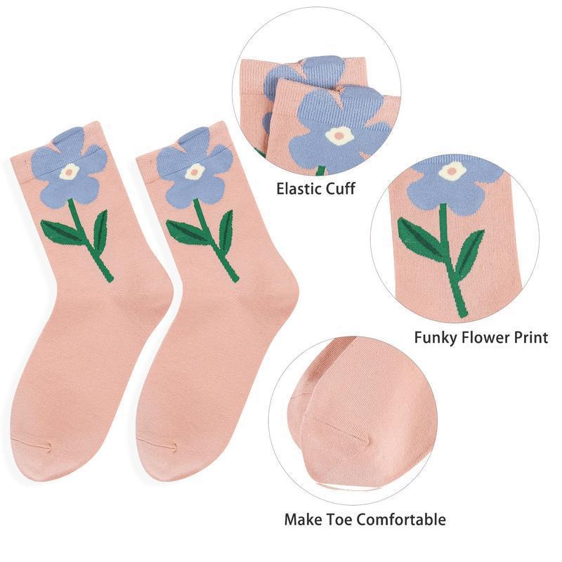 2026 Autumn and Winter Cross-Border Export New Double Flower Cute Socks Ladies Boat Socks Crazy
