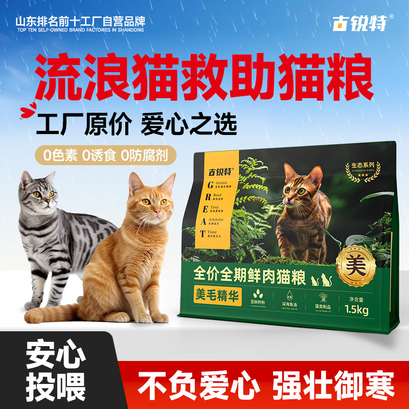 Flow Cat Food: Complete Nutrition, Caring Cat Food, Kitten Main Food, Fresh Meat, Nutritional, Beautifying Fur, Protecting, Stray Cat Food, Affordable and Cost-Effective