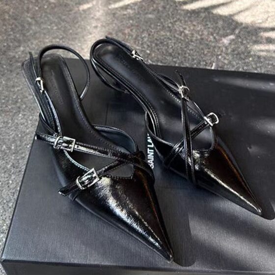 Pointed High Heels Design Sense Niche Temperament Single-layer Shoes Women's 2025 New Hallback Fashion Mid-heel Baotou Sandals