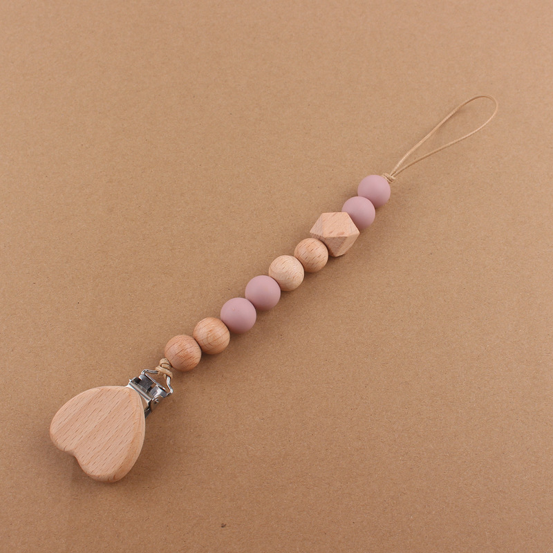 Nuevos suministros para bebés de dibujos animados amor haya chupete clip creativo bebé cuentas de silicona mordedura molar chupete cadena